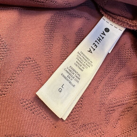 Athleta Essential V Neck Tank Twany Rose color Sz L Rose Print NWOT Workout Top - Picture 5 of 13